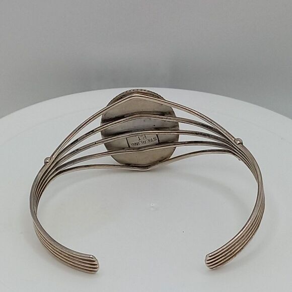 Sterling & Black Onyx Pat Yazzie Navajo Cuff Bracelet - Picture 4 of 7